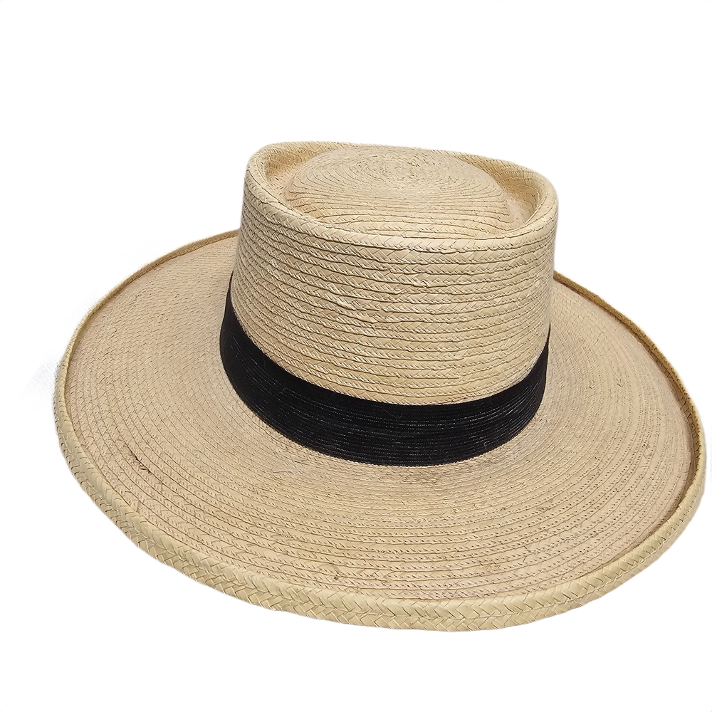 Vintage Palm Leaf Boater Hat – La Giralda Guatemala – Size 58 Straw Hat